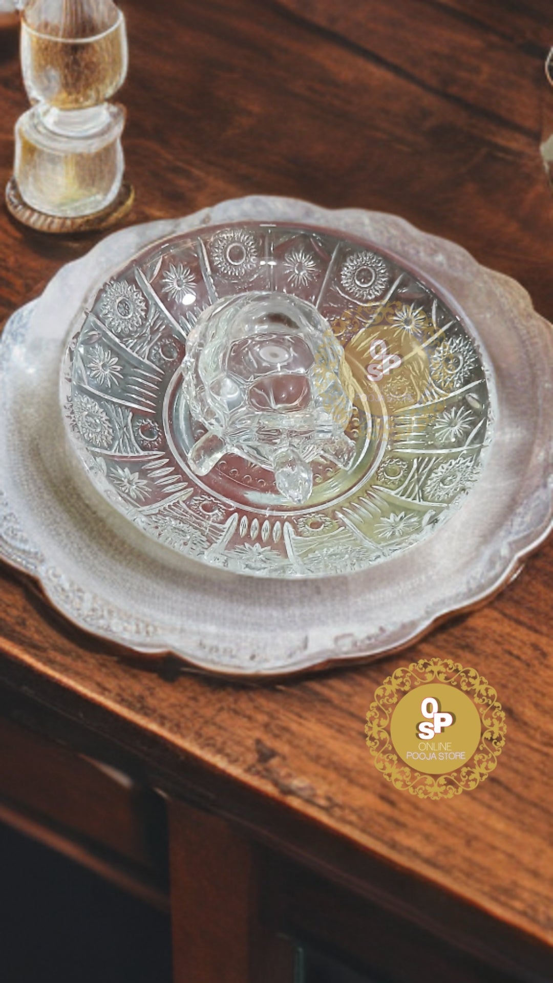 Crystal Turtle Tortoise for Feng Shui and Vastu for Career and Luck Showpiece, Transparent - ONLINE POOJA STORE