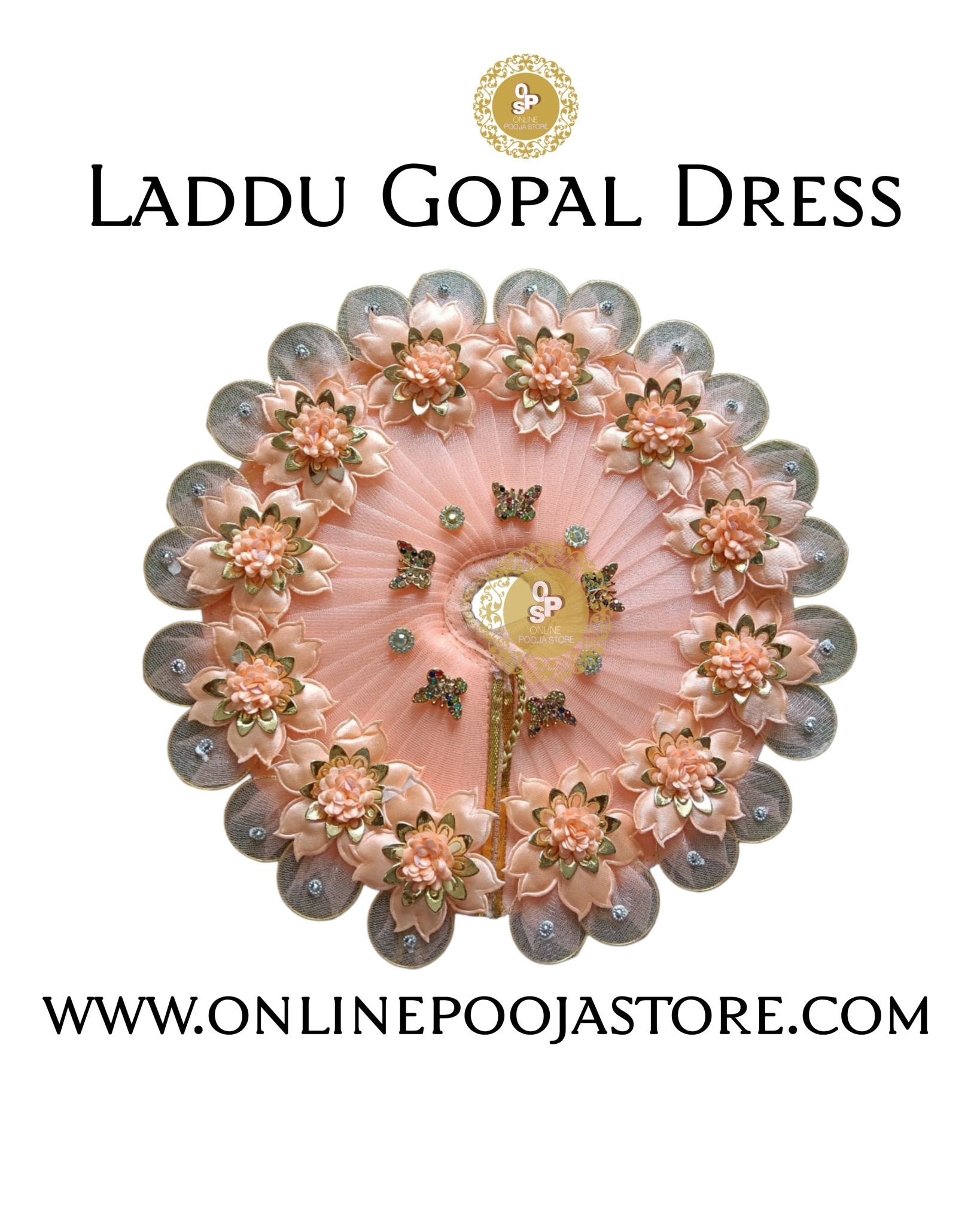 Royal Laddu Gopal Dress with Decorative Lotus Flowers โ Size 1 to 6 - ONLINE POOJA STORE