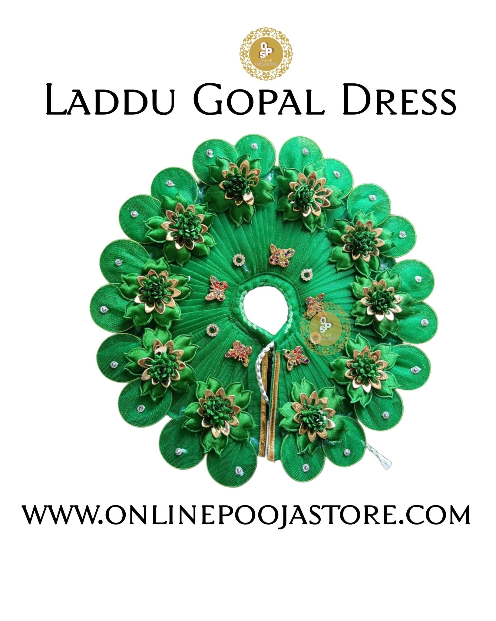 Royal Laddu Gopal Dress with Decorative Lotus Flowers โ Size 1 to 6 - ONLINE POOJA STORE