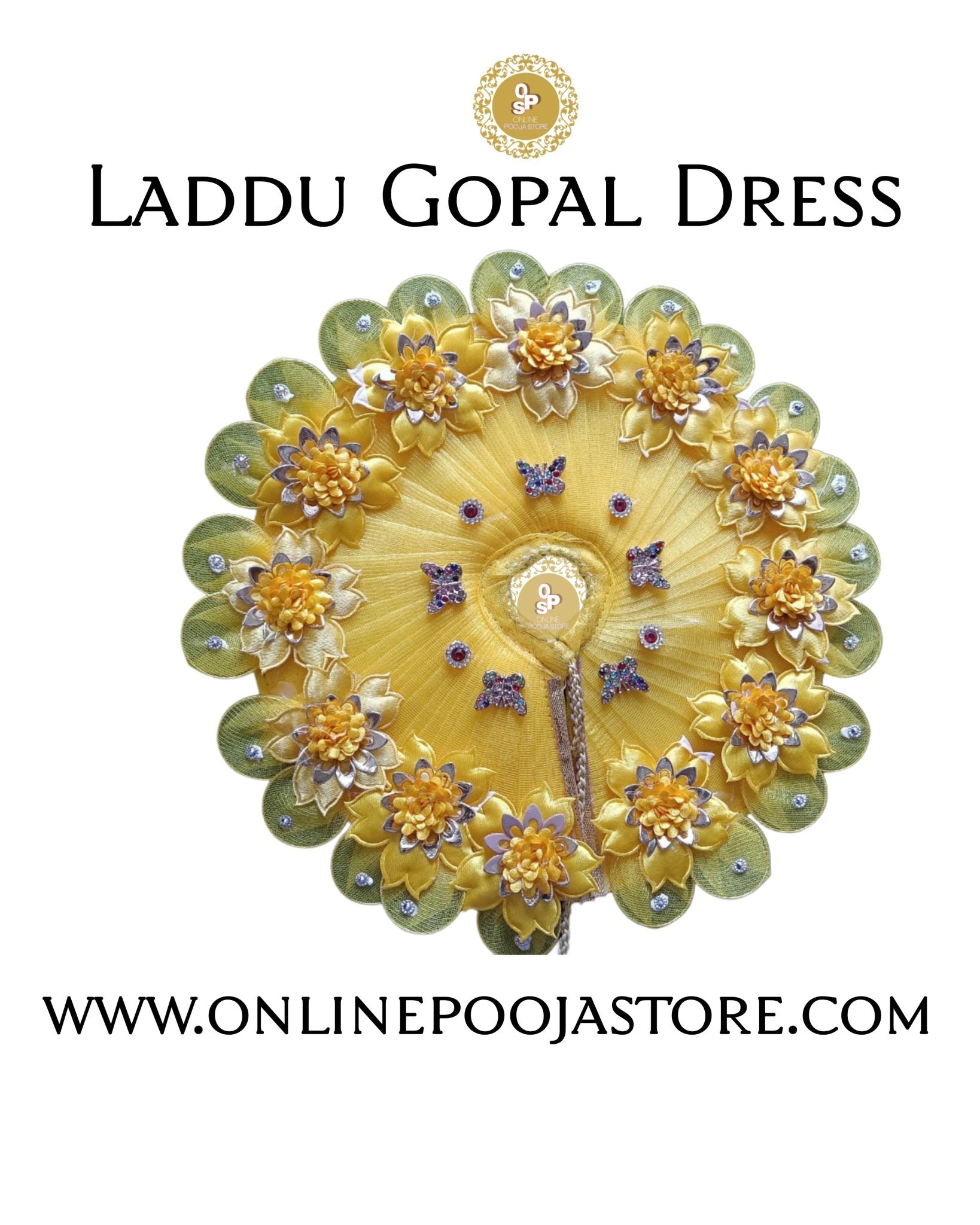 Royal Laddu Gopal Dress with Decorative Lotus Flowers – Size 1 to 6 - ONLINE POOJA STORE