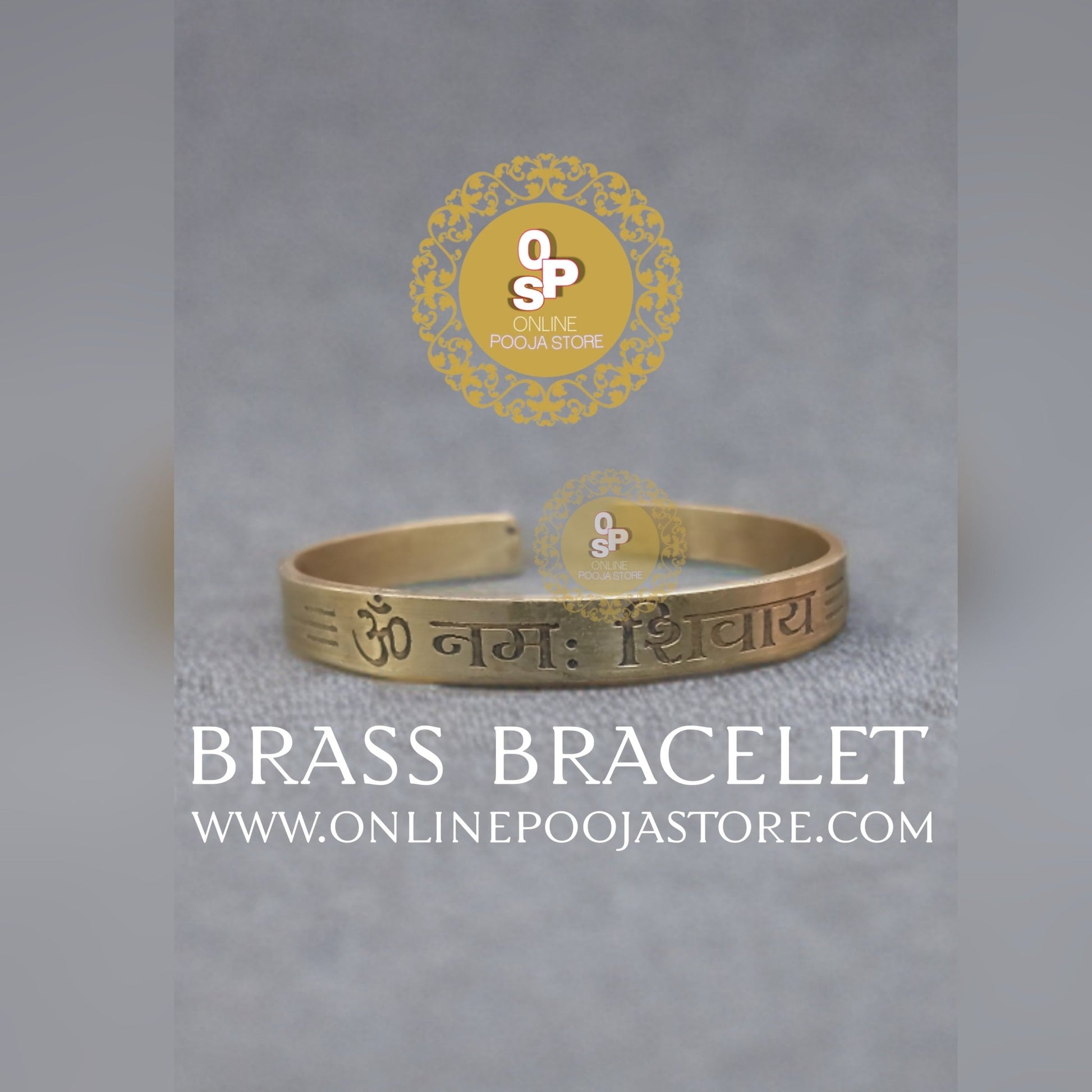 BRASS Om Namah Shivay Bracelet | Kada In BRASS for Men (Free Size) - ONLINE POOJA STORE