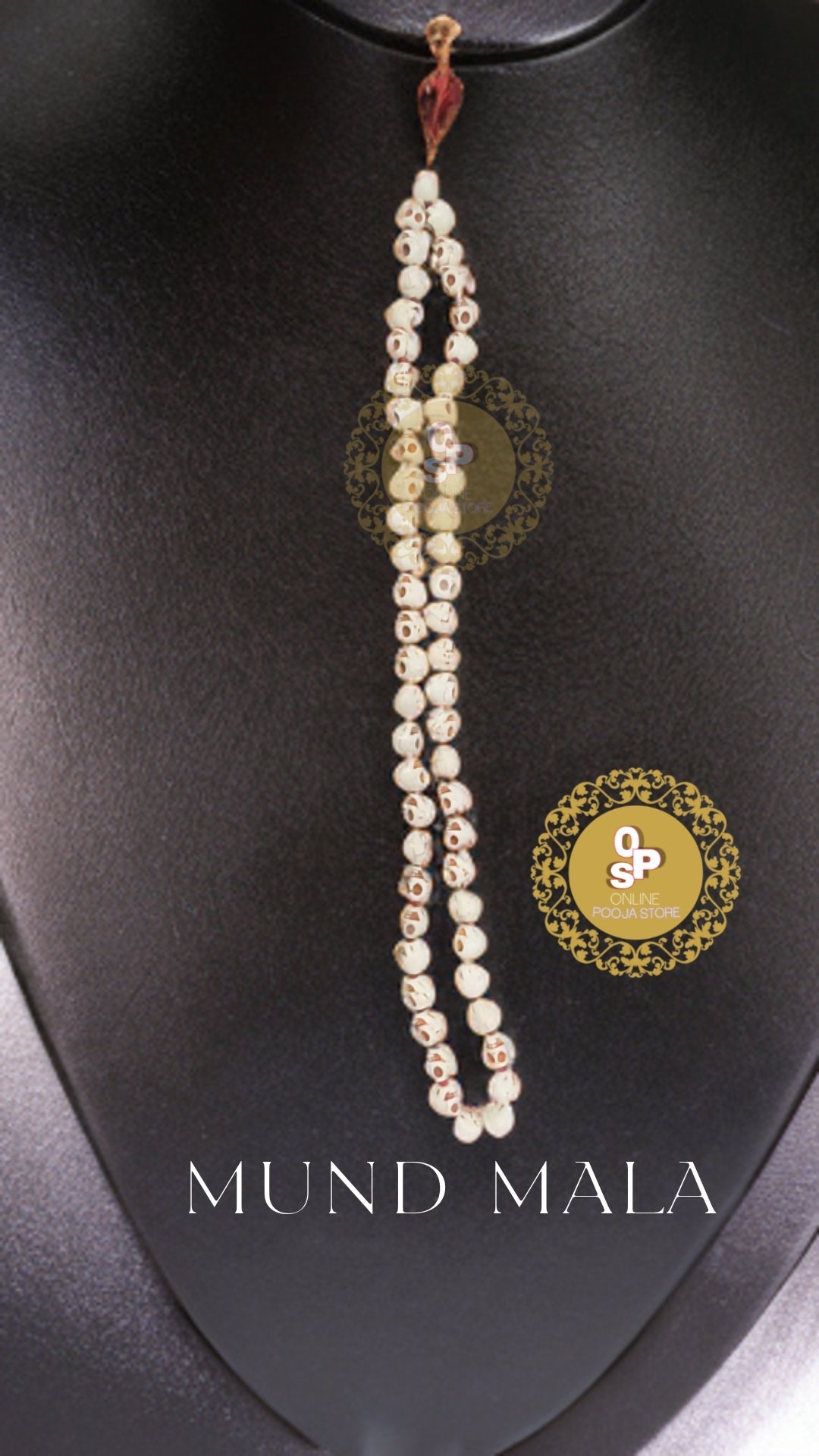Carved Stone Skull/Narmund Mala for Goddess Kali Pooja Good Health,Wealth & Puja (54+1) | ONLINE POOJA STORE - ONLINE POOJA STORE