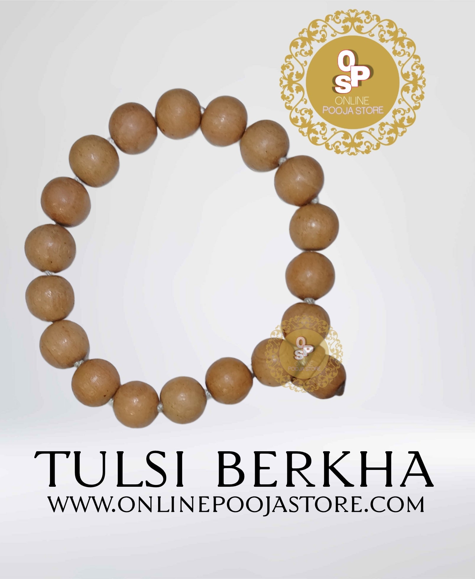 Cream 12 mm Van Tulsi Berkha (18+1 Beads) – Original Spiritual Mala - ONLINE POOJA STORE