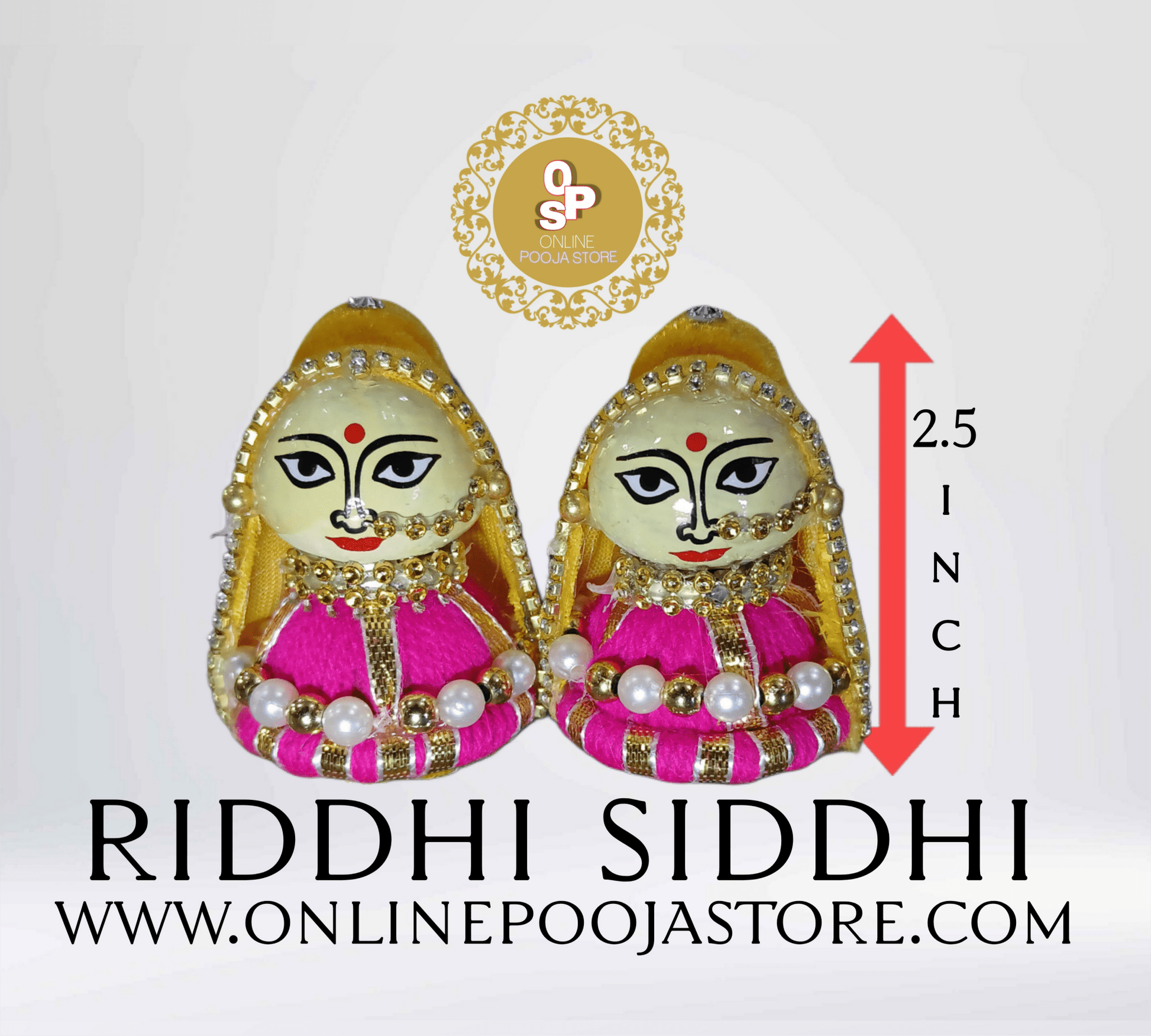 Divine Riddhi Siddhi Idols (2.5 Inch) – Decorated Traditional Look | Online Pooja Store - ONLINE POOJA STORE