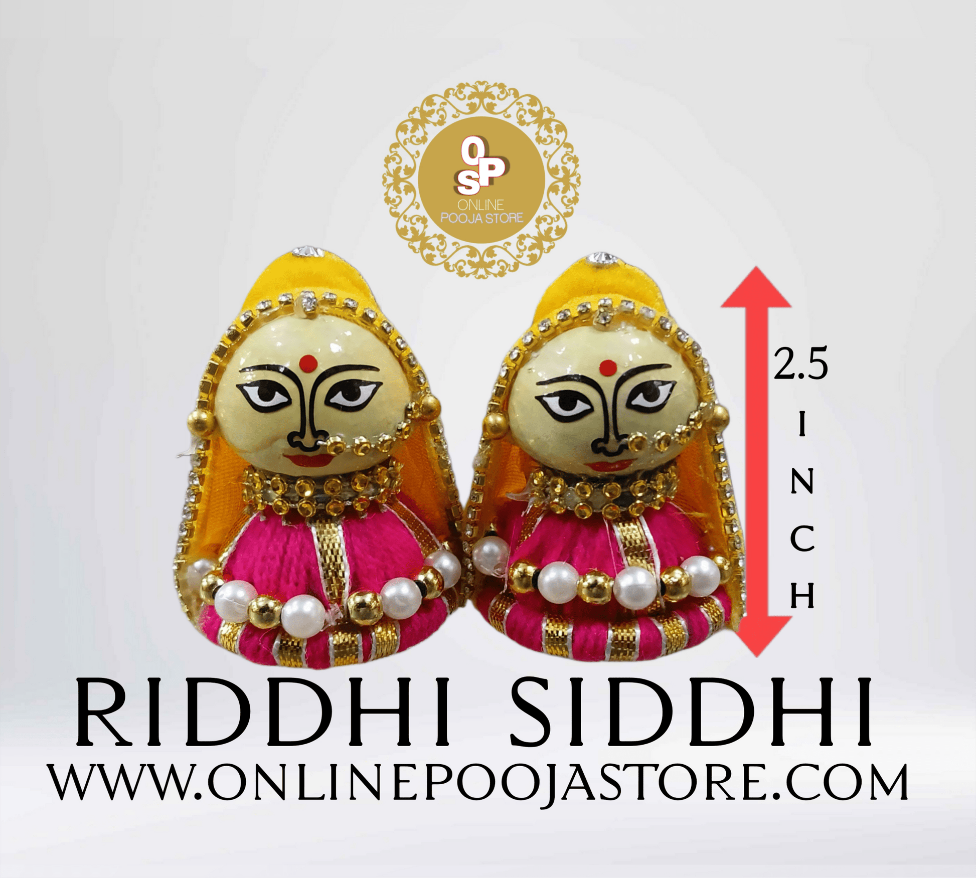 Divine Riddhi Siddhi Idols (2.5 Inch) – Decorated Traditional Look | Online Pooja Store - ONLINE POOJA STORE