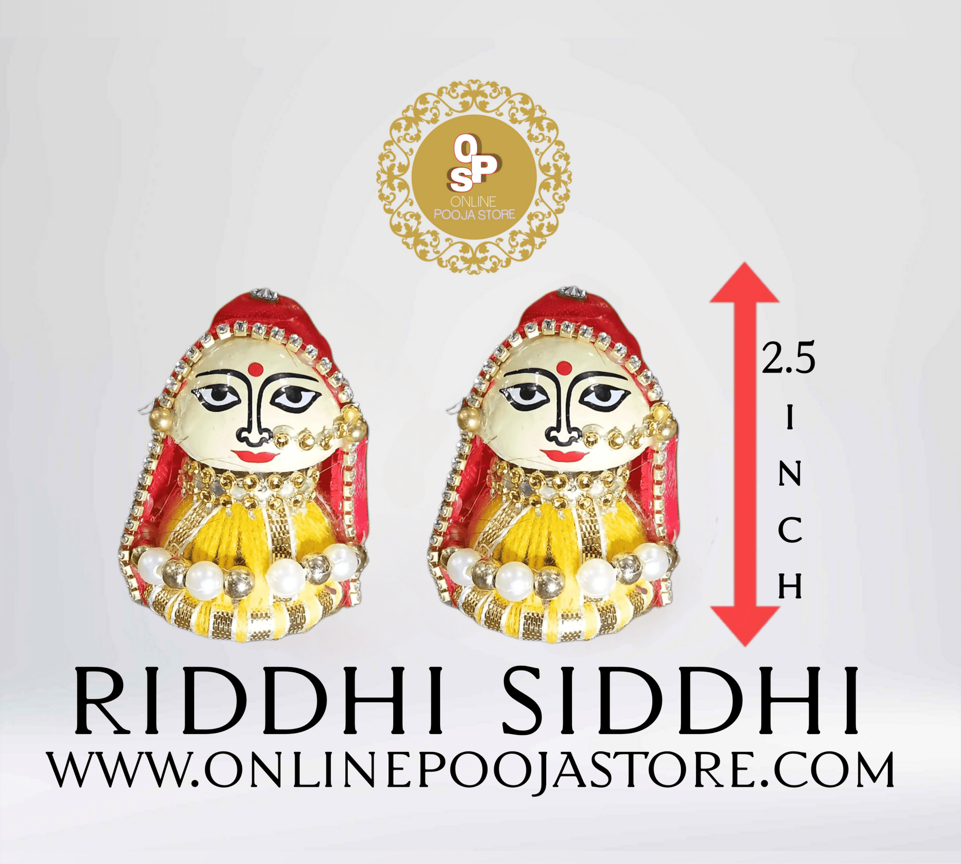 Divine Riddhi Siddhi Idols (2.5 Inch) – Decorated Traditional Look | Online Pooja Store - ONLINE POOJA STORE