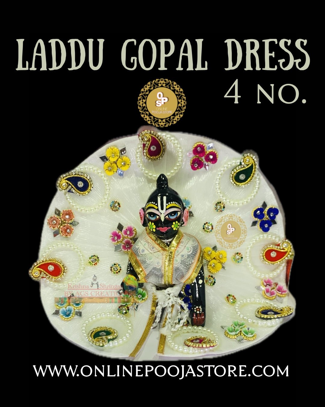 Elegant Laddu Gopal Dress - 4 No. (8 Inch) | Multicolor Floral Design - ONLINE POOJA STORE