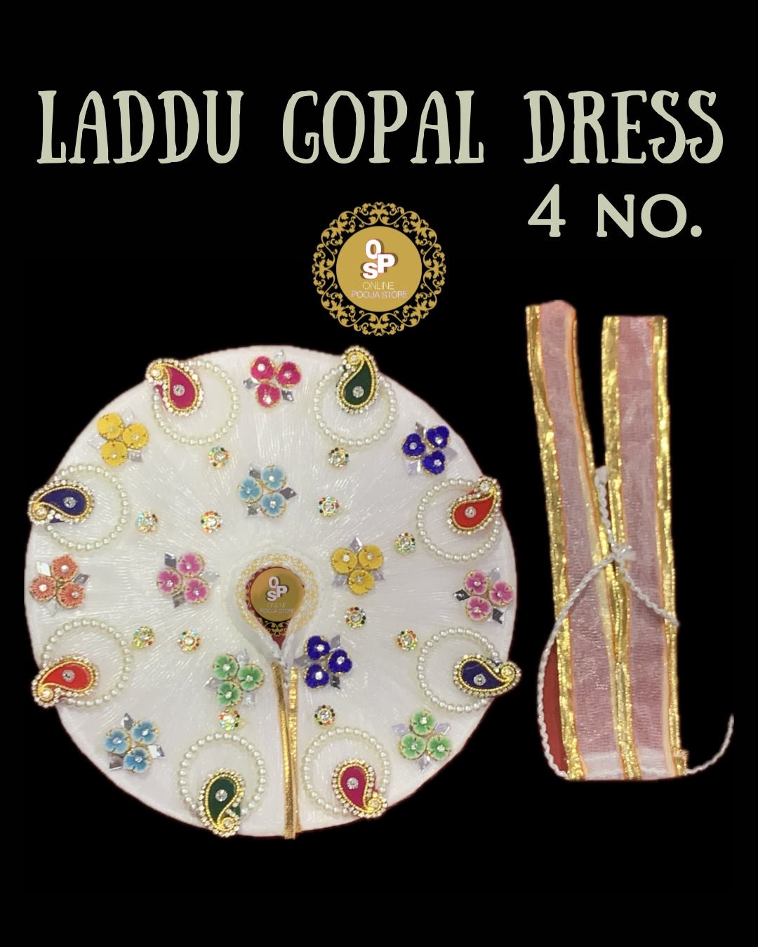 Elegant Laddu Gopal Dress - 4 No. (8 Inch) | Multicolor Floral Design - ONLINE POOJA STORE