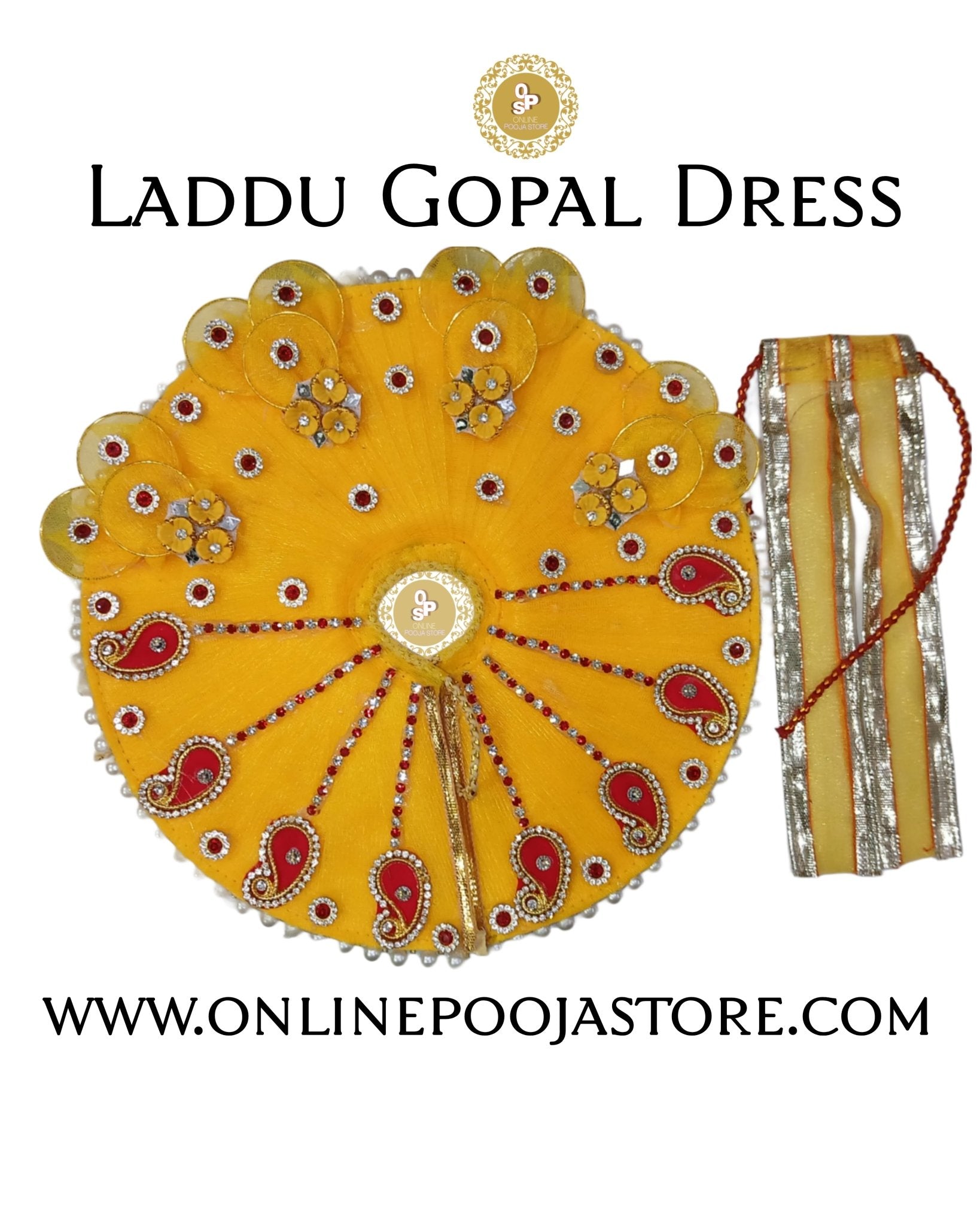 Elegant Laddu Gopal Dress with Stone & Pearl Work Size 1 to 6 No. - ONLINE POOJA STORE