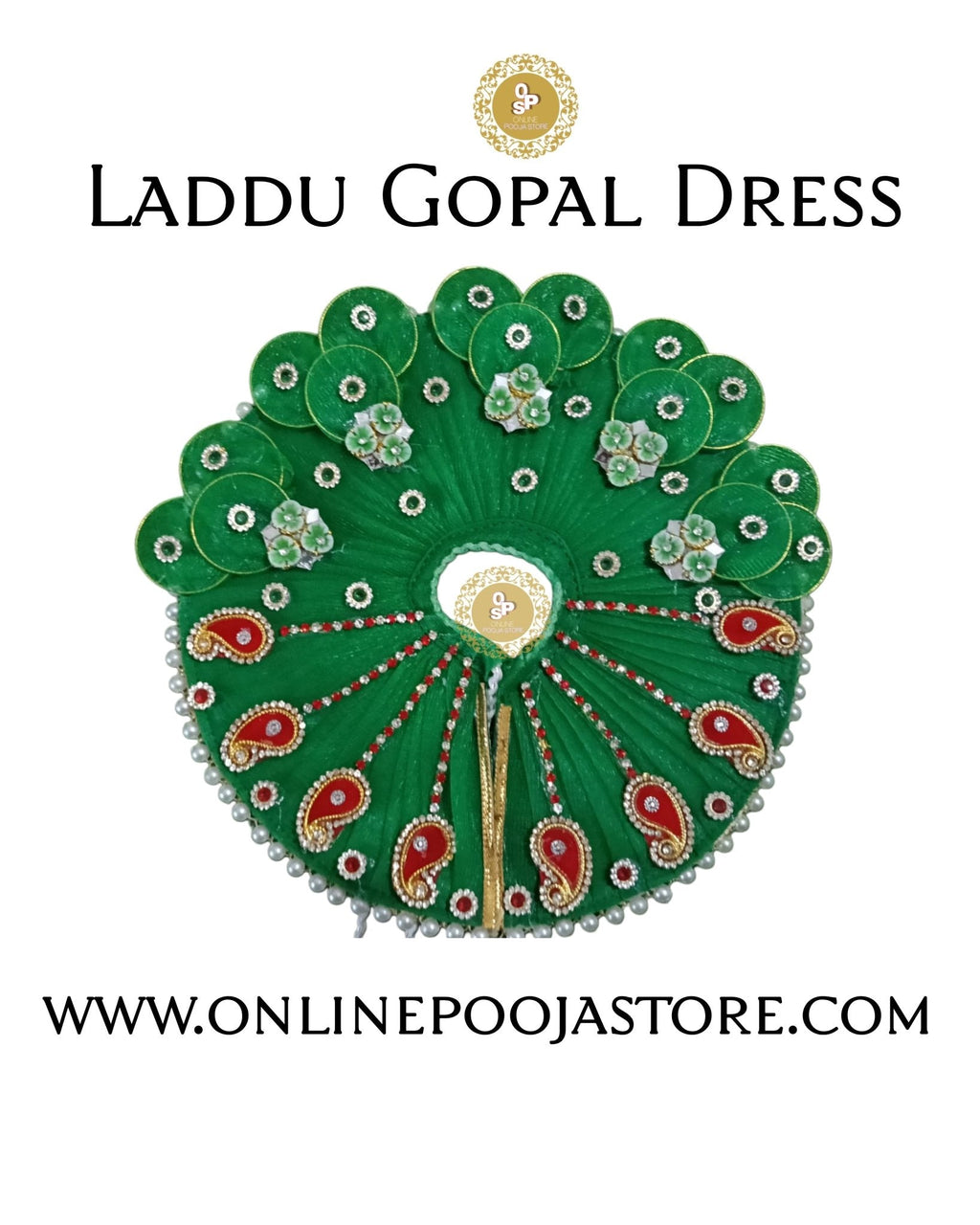 Elegant Laddu Gopal Dress with Stone & Pearl Work Size 1 to 6 No. - ONLINE POOJA STORE