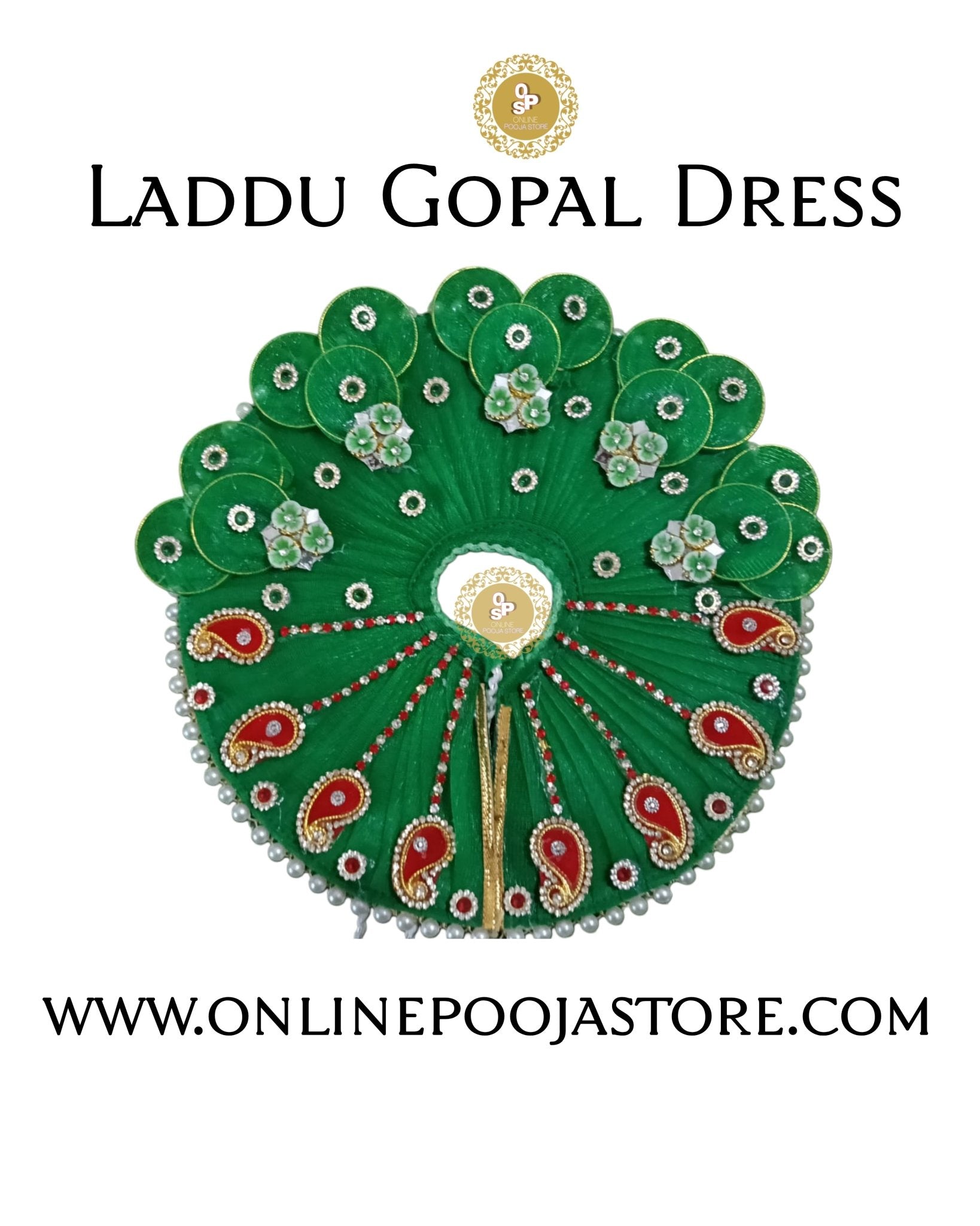 Elegant Laddu Gopal Dress with Stone & Pearl Work Size 1 to 6 No. - ONLINE POOJA STORE