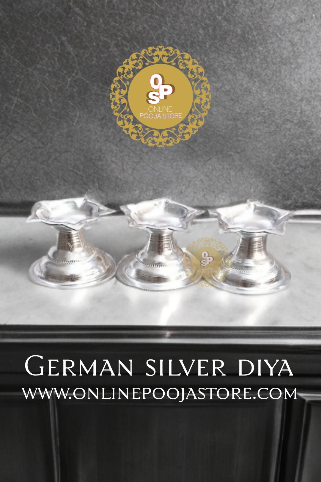 German Silver Pooja Diya, Oil Lamp. Diameter - 2 Inches | SET OF 3 PIECE - ONLINE POOJA STORE
