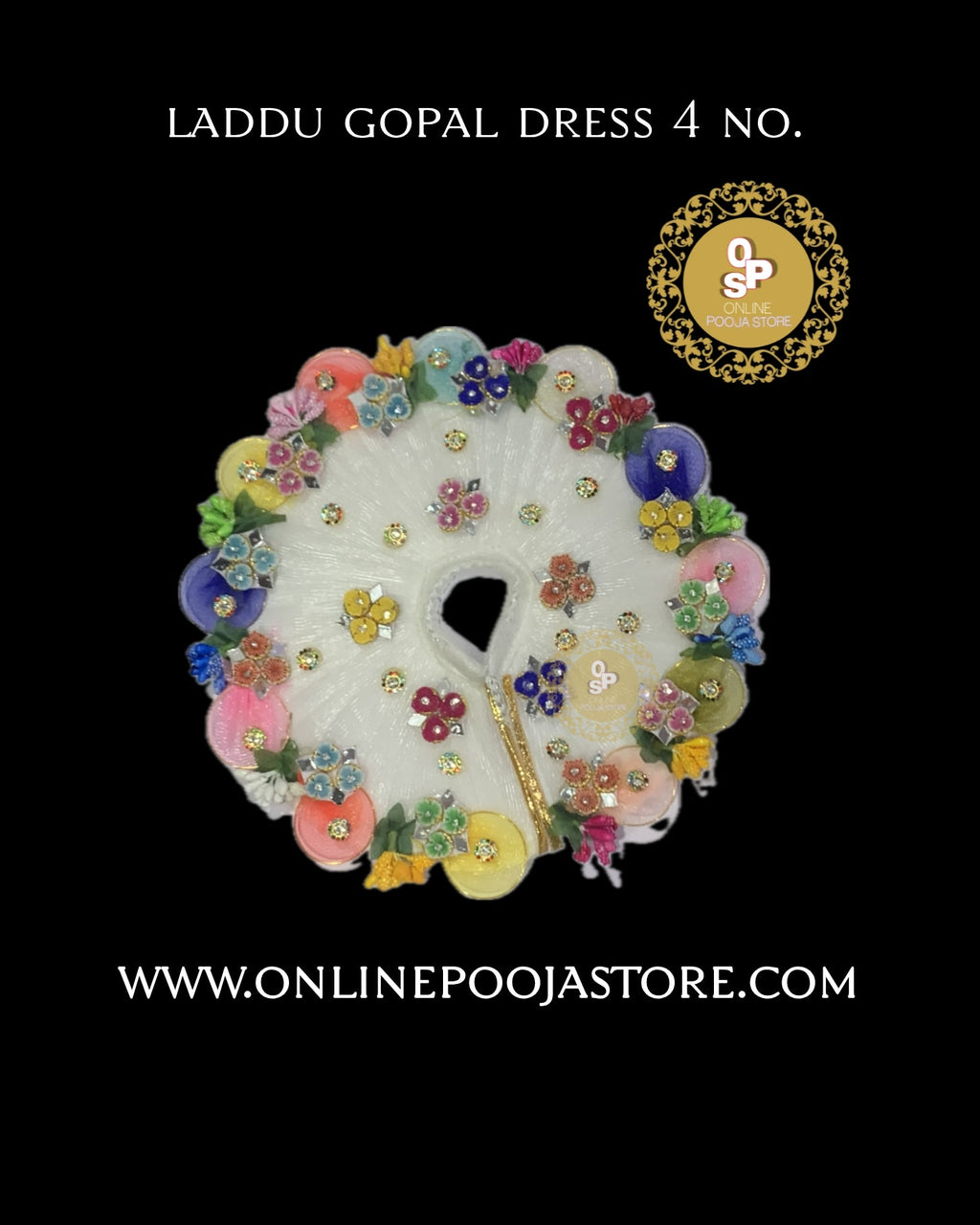 Laddu Gopal Dress – Multicolor Floral Designer Poshak (4 No.)8 Inch - ONLINE POOJA STORE