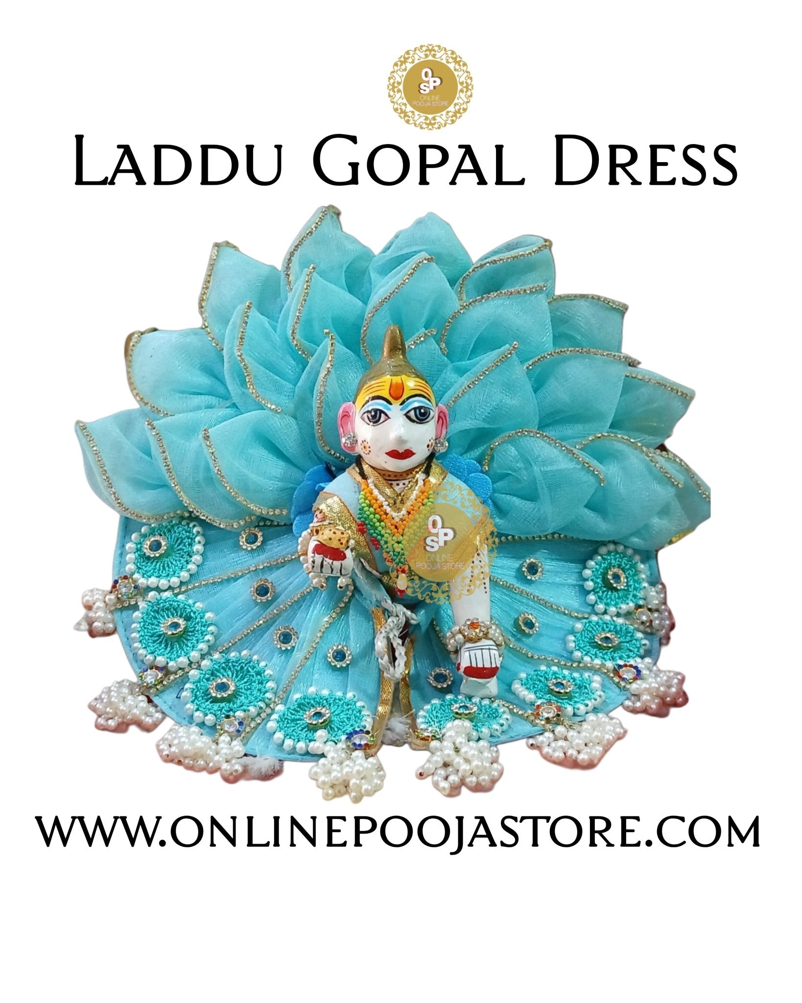 Laddu Gopal Dress – Peacock Feather Style | Designer Poshak for Thakurji - ONLINE POOJA STORE