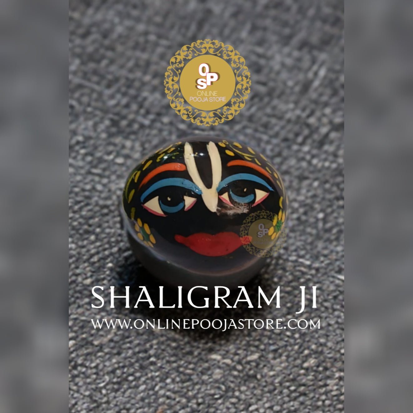 Painted SHALIGRAM Stone from VRINDAVAN || Fully Hand Painted || Size 2 INCES Approx. (Multicolor Painted) | ONLINE POOJA STORE - ONLINE POOJA STORE
