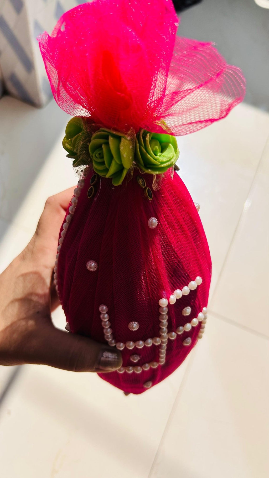 Pearl Decorated Shagun Nariyal || Wedding Decoration Fancy Nariyal - ONLINE POOJA STORE
