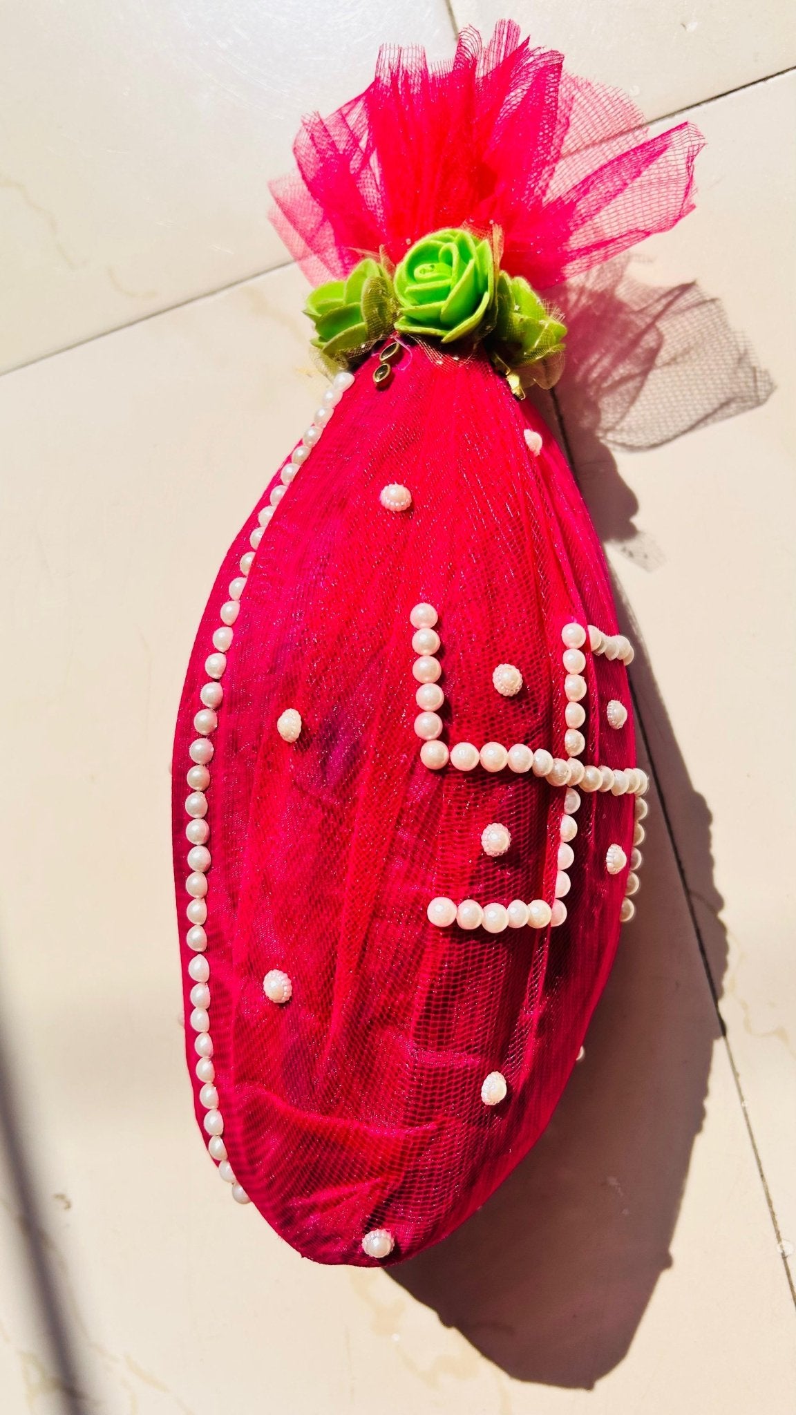 Pearl Decorated Shagun Nariyal || Wedding Decoration Fancy Nariyal - ONLINE POOJA STORE