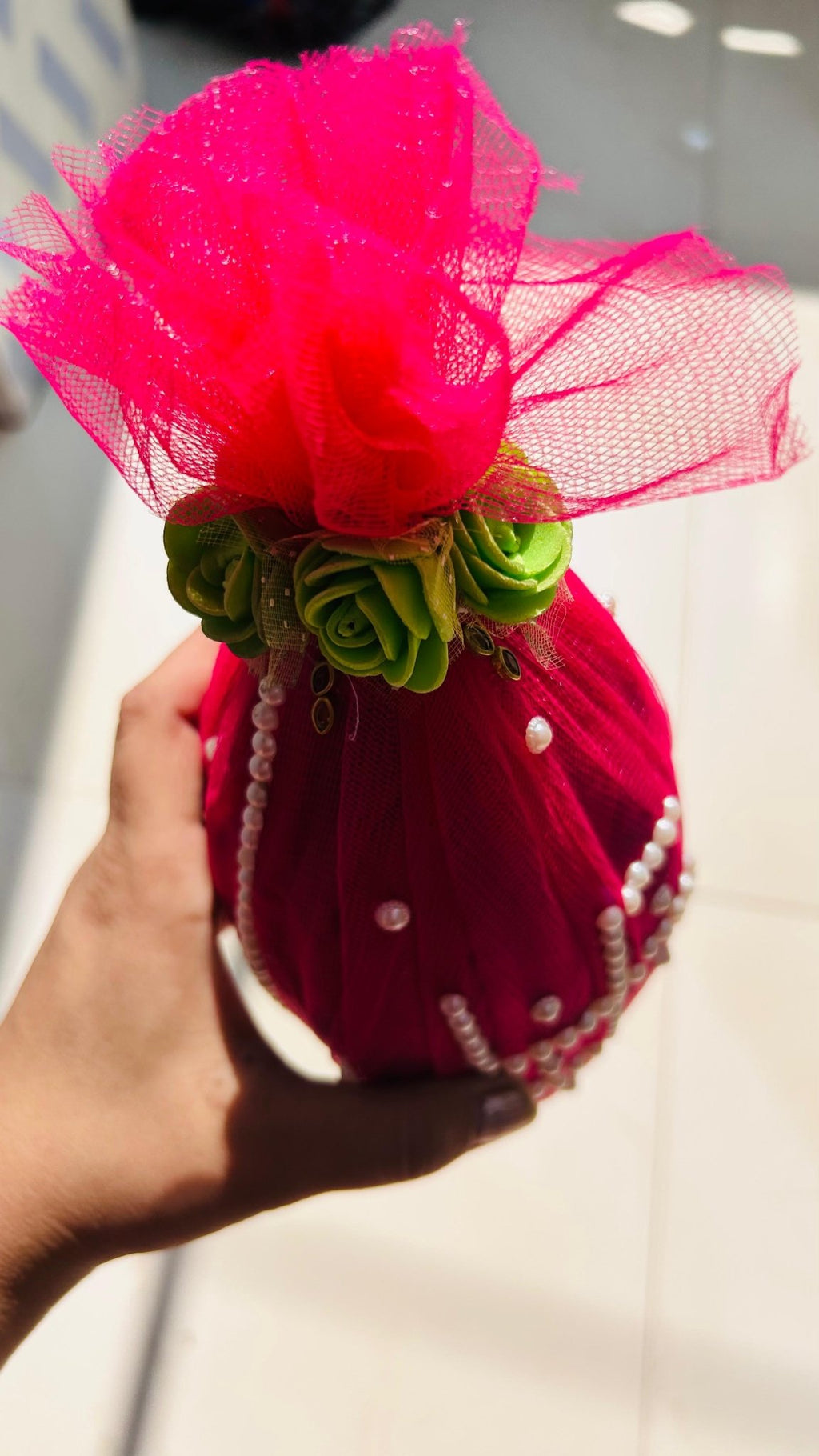 Pearl Decorated Shagun Nariyal || Wedding Decoration Fancy Nariyal - ONLINE POOJA STORE