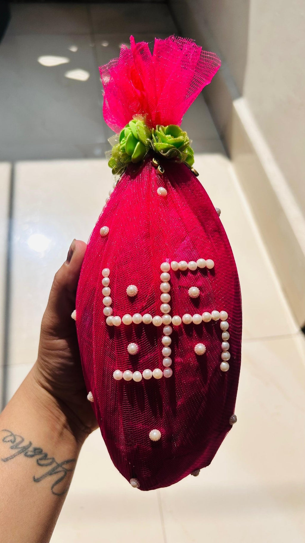 Pearl Decorated Shagun Nariyal || Wedding Decoration Fancy Nariyal - ONLINE POOJA STORE