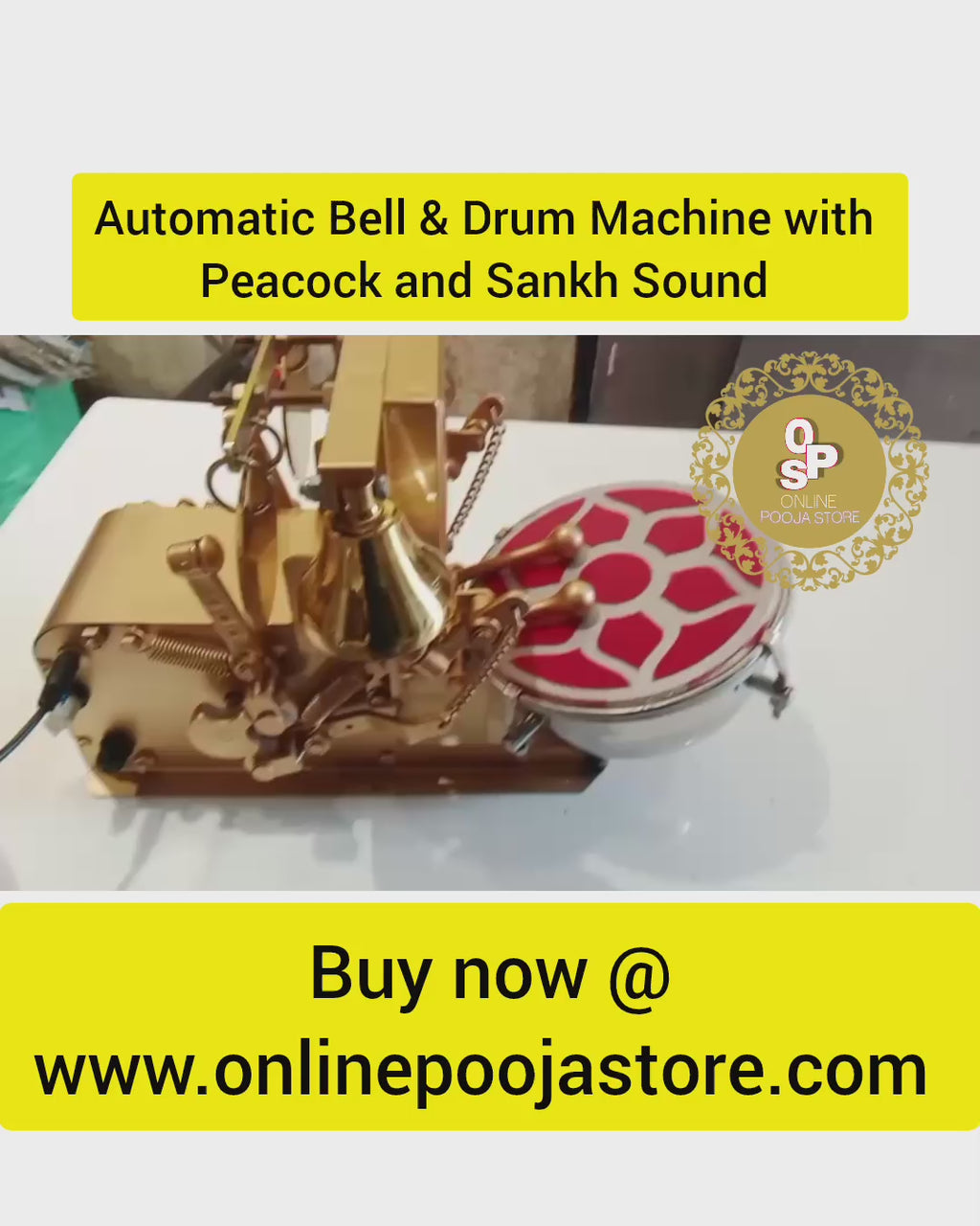Automatic Bell & Drum Machine With Peacock and Shankh Sound