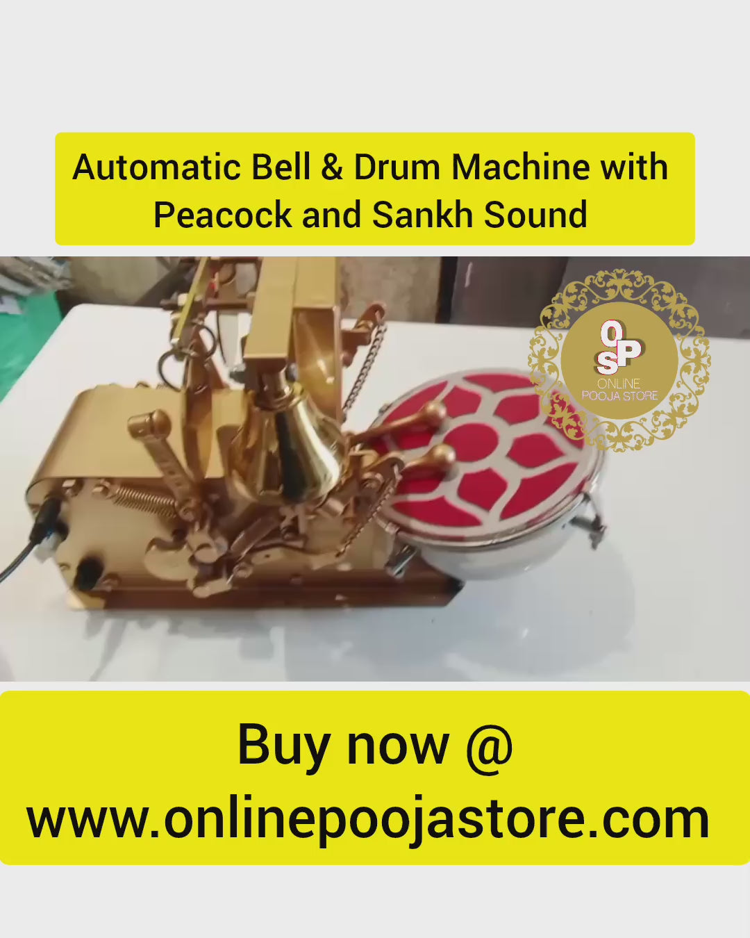 Automatic Bell & Drum Machine With Peacock and Shankh Sound
