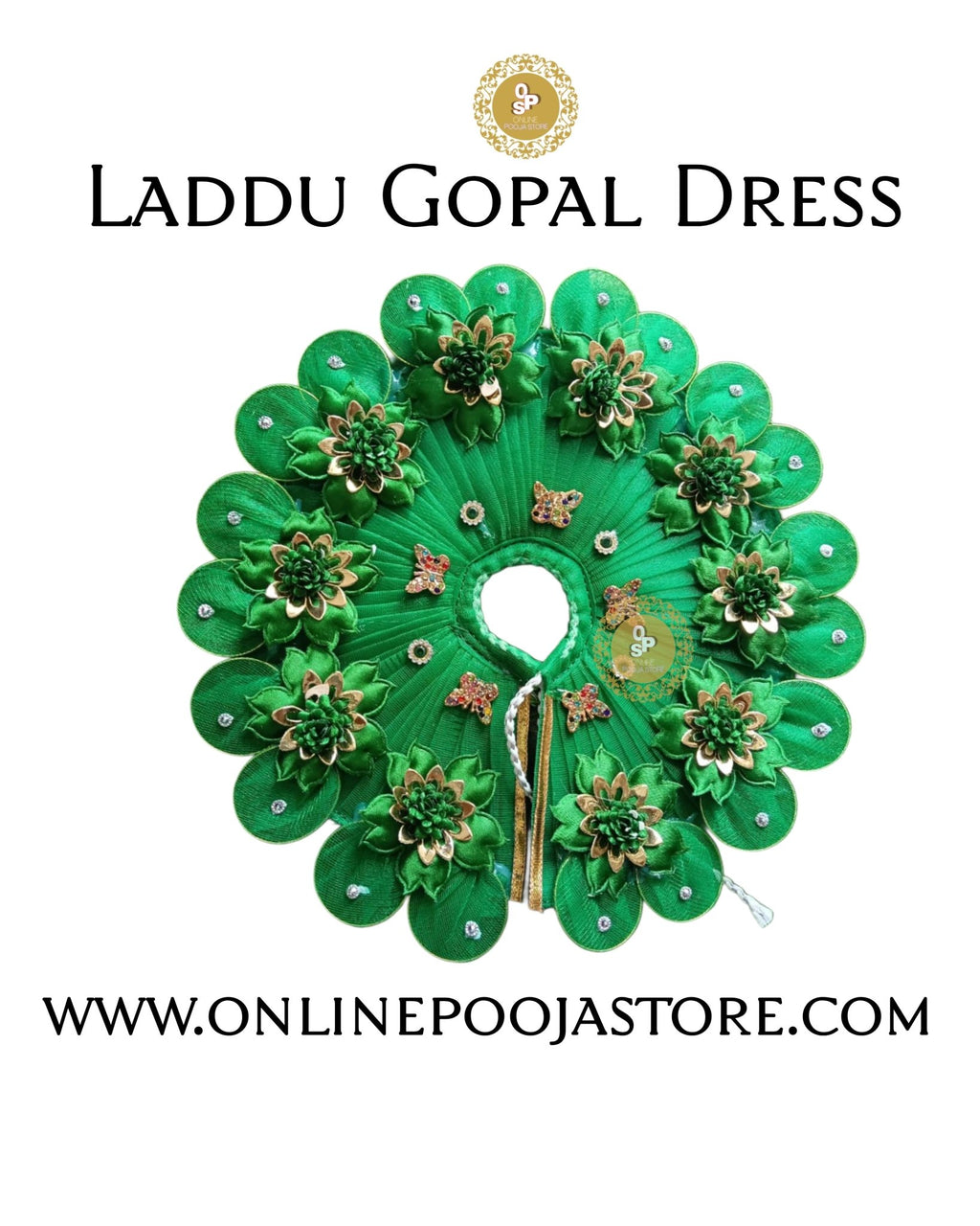 Royal Laddu Gopal Dress with Decorative Lotus Flowers – Size 1 to 6 - ONLINE POOJA STORE