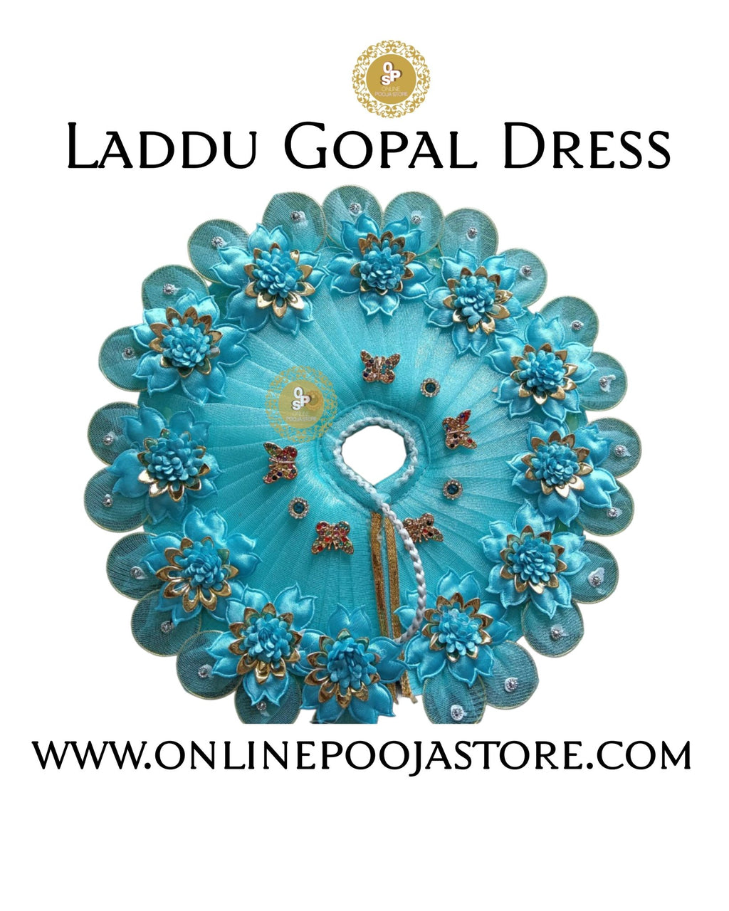 Royal Laddu Gopal Dress with Decorative Lotus Flowers – Size 1 to 6 - ONLINE POOJA STORE