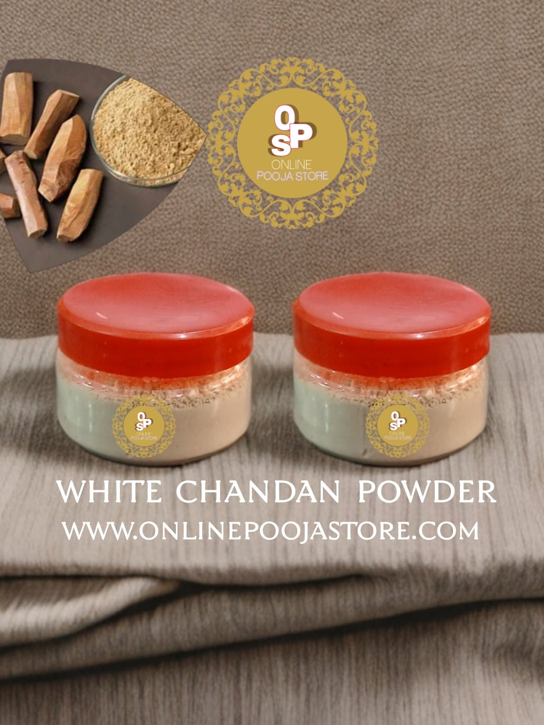 White Chandan Powder 2 Pc Set | White Sandalwood Powder 30 Gm | Poojan Purpose - ONLINE POOJA STORE